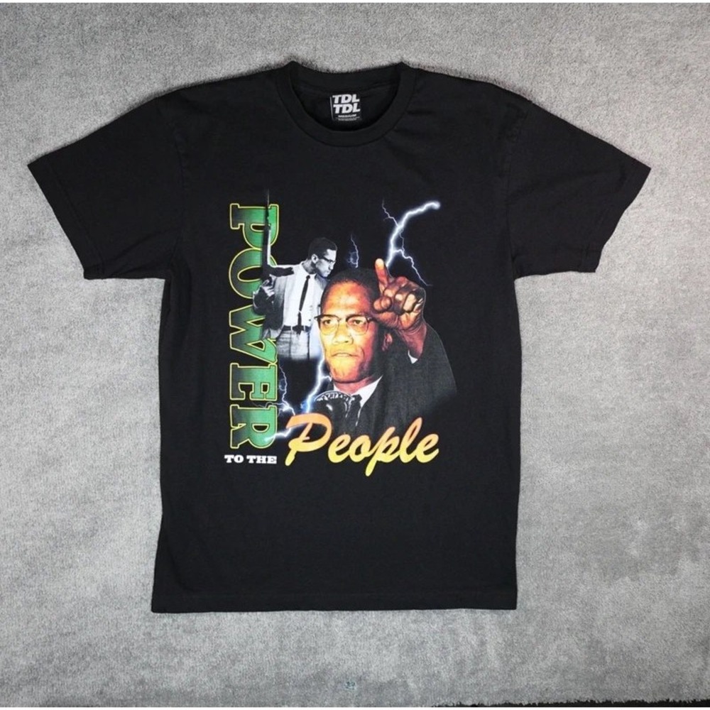 TDL Malcolm X Power To The People Graphic T-Shirt Black Medium